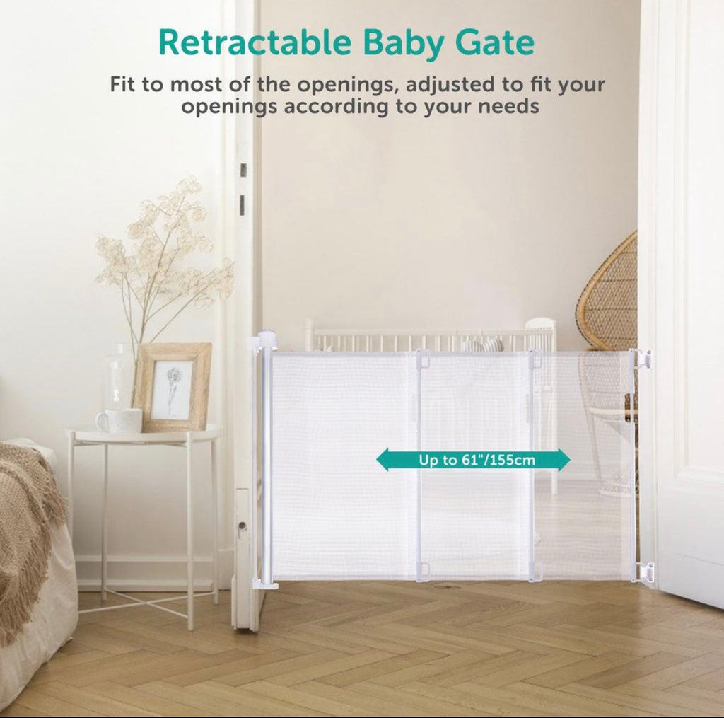 SmartTot Retractable Baby Gate — Extends to 55 Inches, Climb-Proof Mesh
