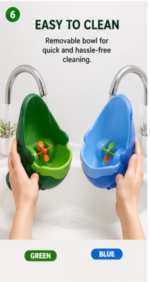 Deep splash guard bowl of the SmartTot Frog Potty Trainer close up