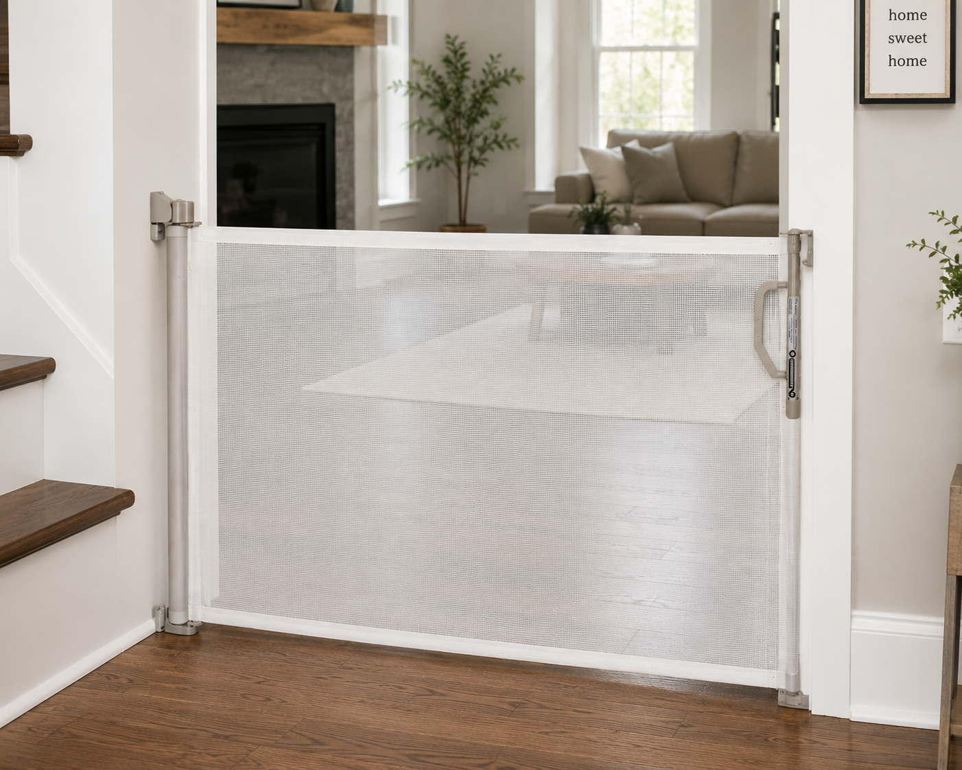 SmartTot Retractable Baby Gate — Extends to 55 Inches, Climb-Proof Mesh